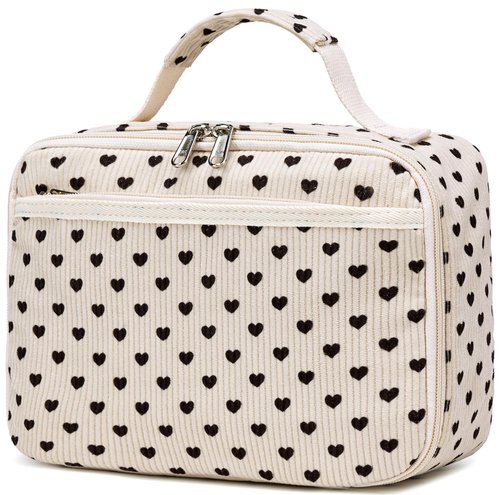 CAMTOP Kids Lunch Box Girls Corduroy Insulated Lunch Cooler Bag Reusable Lunch Tote Kit for School Travel(Heart)