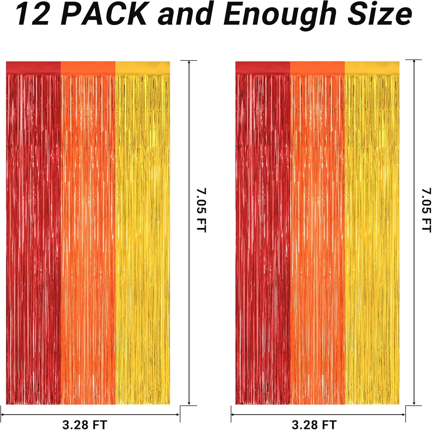 Skiennix Thanksgiving Backdrop - 2 Pack Metallic Fringe Curtains | 3.28 FT x 7.05 FT Red, Orange, Gold Decor