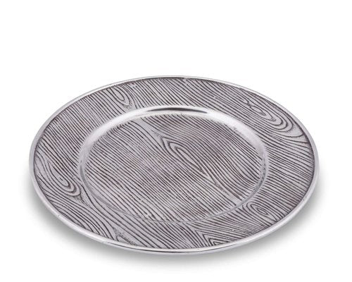 Arthur Court Designs Aluminum Metal Wood Grain Pattern Charger Chargers for Dinner Plates Designed to Accent Meals, and Decorate Your Tables (Single Plate) 12 Inch Diameter