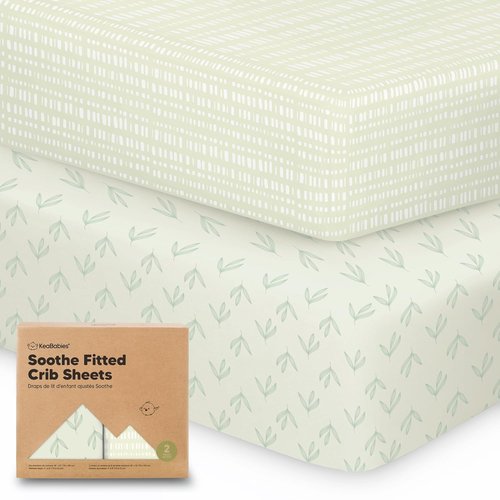 KeaBabies Organic Crib Sheets - 2-Pack Fitted Jersey Cotton for Boys & Girls | Soft, Breathable 52x28" in Fleur