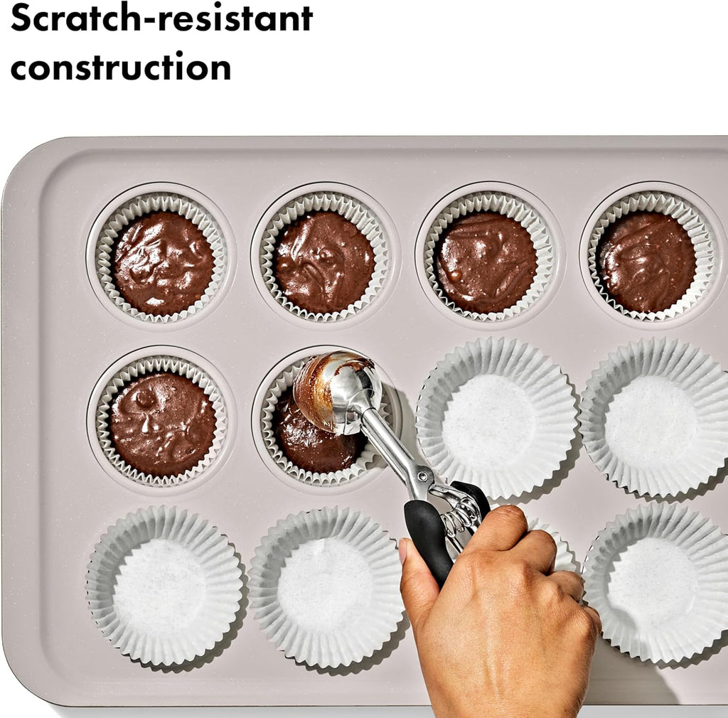 OXO Good Grips 12-Cup Non-Stick Muffin Pan - Ceramic Coated Metal Bakeware for Perfect Biscuits