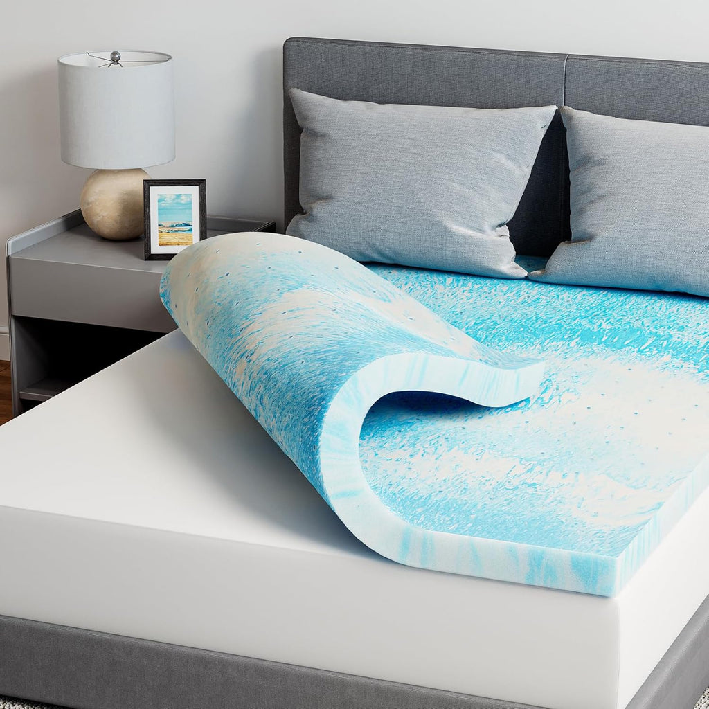 Novilla Memory Foam Mattress Topper - 3 Inch Cooling Gel Infused for Pressure Relief | Medium Comfort