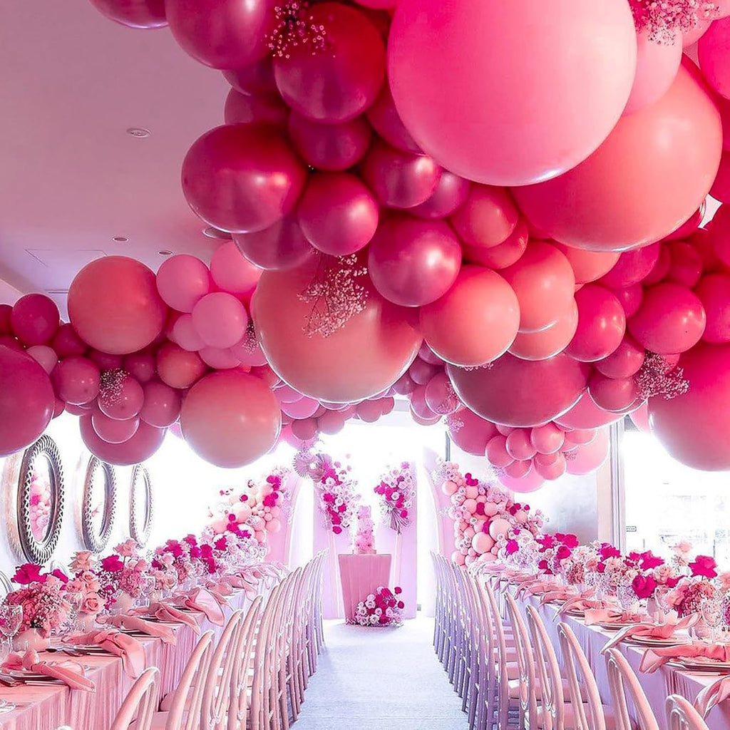 PartyWoo Hot Pink Balloon Arch Kit - 127pcs in Various Sizes for Baby Shower & Birthday Decor | Magenta Fuchsia