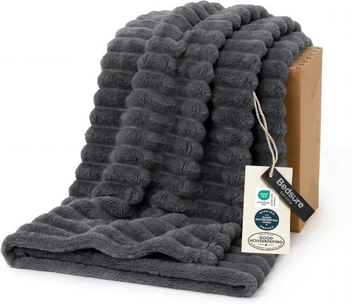 Bedsure GentleSoft Twin Blanket - Cozy Grey Fleece Throw for Couch, Perfect for Women & Girls, 60x80 Inches