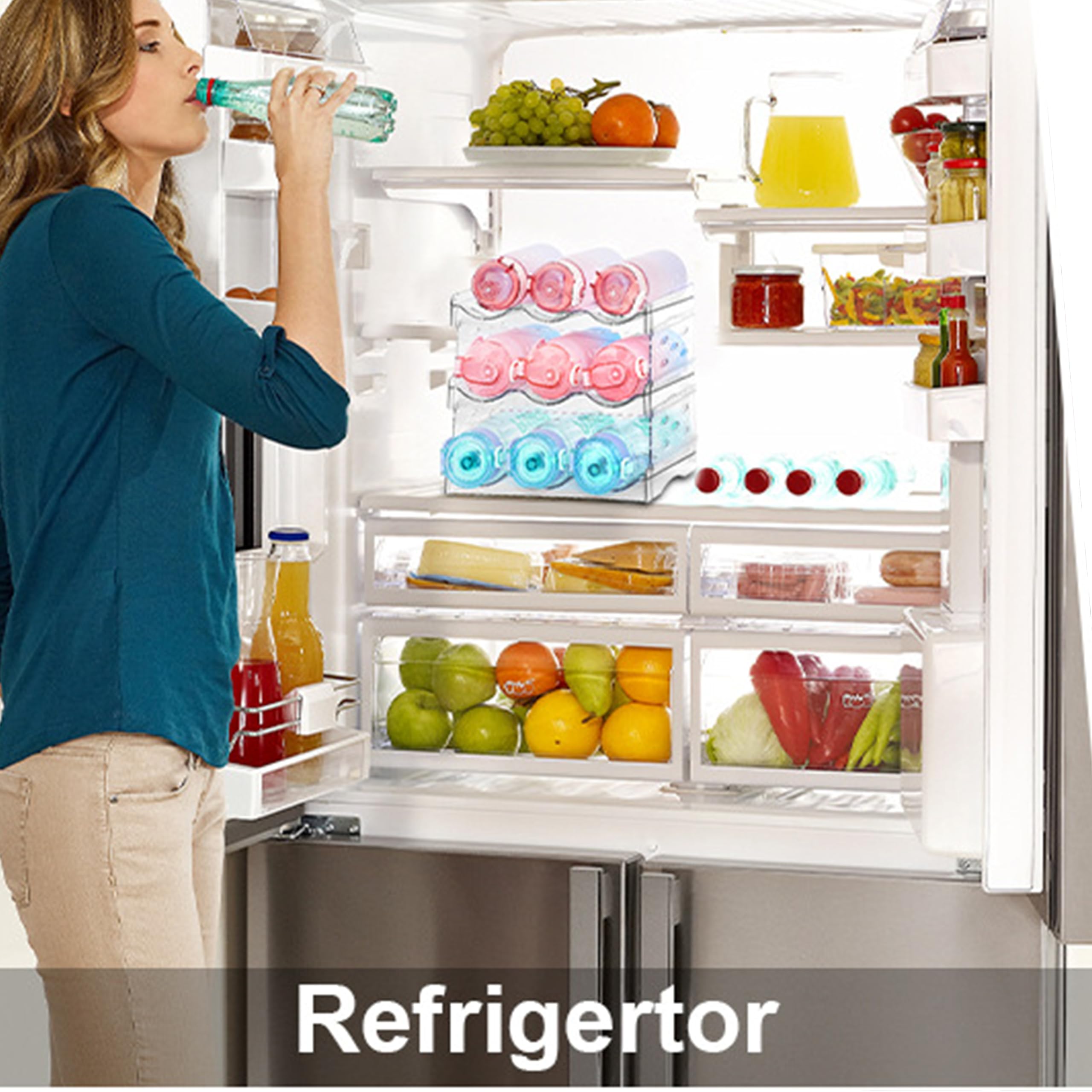 Baosia Stackable Wine Rack,Wine Bottle Holder for Inside Cabinet,for Pantry,Refrigerator,Countertop Organization-2 Tiers for 8 Bottles