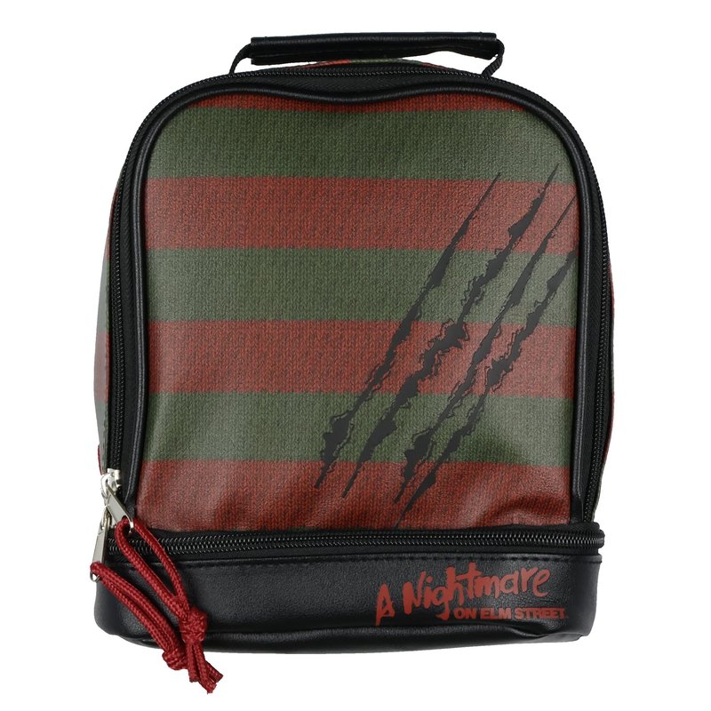 Bioworld Nightmare on Elm Street Lunch Tote Freddy Krueger Slashes Dual Compartment Insulated Lunch Bag Tote For Hot And Cold Food, Drinks, And Snacks 10"