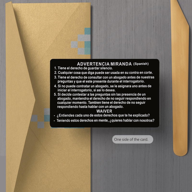 Velinpun 20 PCS Spanish and English Metal Miranda Warning Card Police, Aluminum Miranda Rights Card for Law Enforcement, Police (20PCS Black)