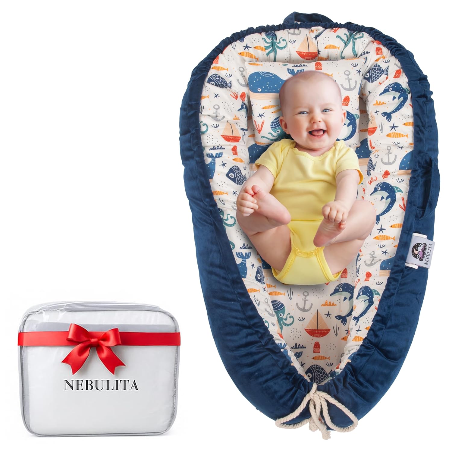 Skiennix Newborn Lounger - Flexible & Portable Infant Support Cushion | Soft 100% Cotton, Multi-Use Travel Mat