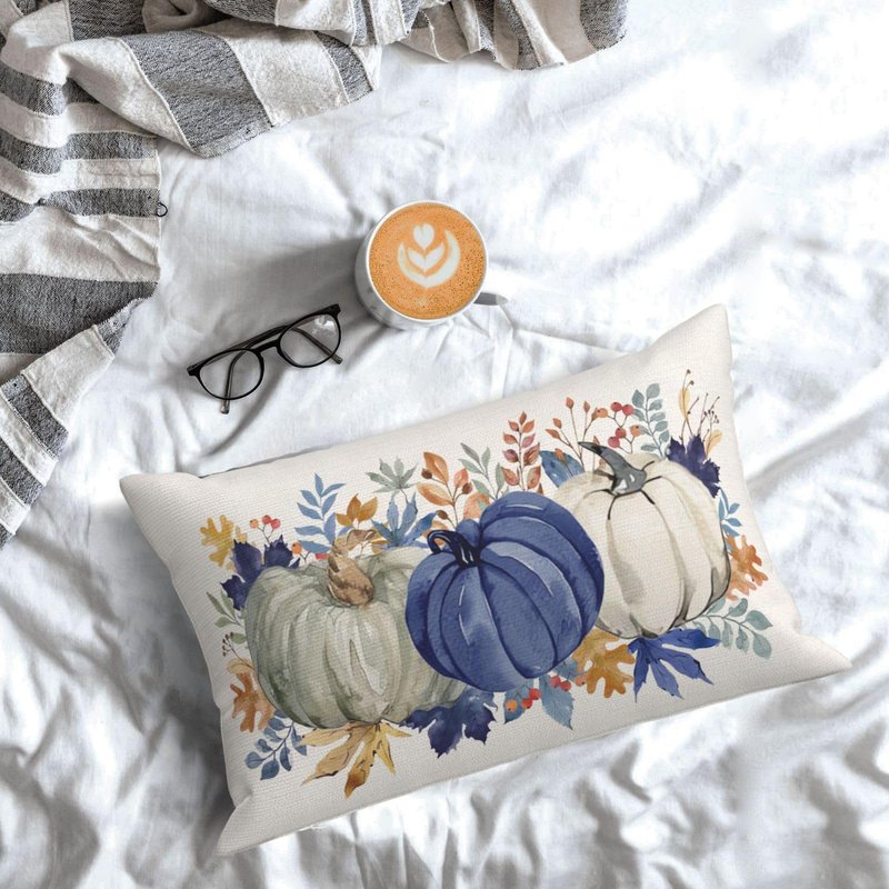 QANOK Fall Pillow Covers 12x20 Set of 2, Fall Decor Polka Dot Pumpkin Throw Pillows Seasonal Outdoor Autumn Thanksgiving Decorative Cushion Case Harvest Fall Decorations for Home Couch Sofa
