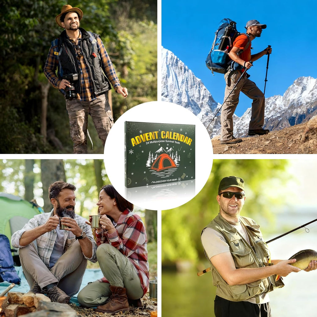 Survival Kit Advent Calendar - 24 Days of Outdoor Gear & Tools for Men | Perfect Christmas Countdown Gift