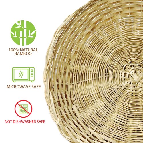 KAILIYA 9.5inch 4PCS Handmade Wicker Paper Plate Holder Set of 4 Heavy Duty Bamboo Paper Plate Holders Reuseable For Home Party Daily Dinning Picnic as Wall Decoration 4 PCS