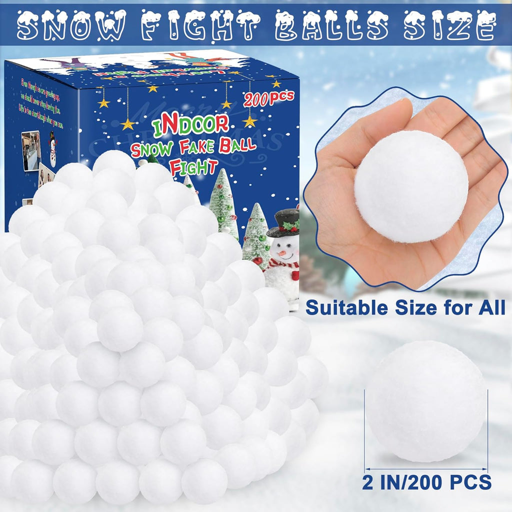 Skiennix 200 Pack Snow Balls - Soft Plush Indoor/Outdoor Winter Game & Christmas Decor