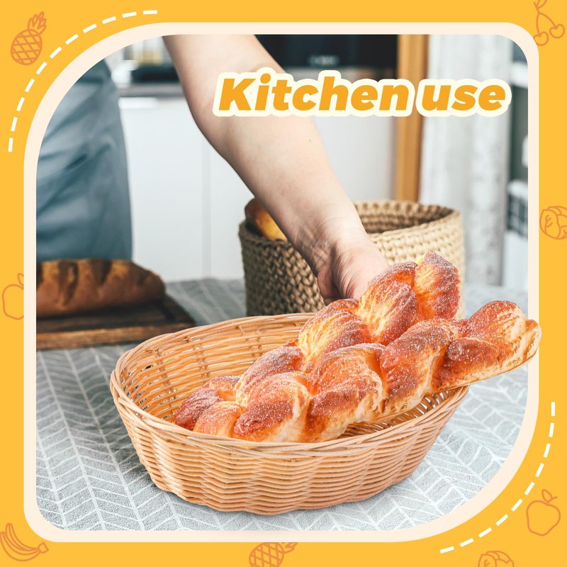 12 Pcs Plastic Oval Bread Basket 9inch 10inch 11inch Woven Fruit Bread Basket Food Storage Bin Serving Container for Gifts Empty Home Restaurant Kitchen Food Serving Storage Display Decoration