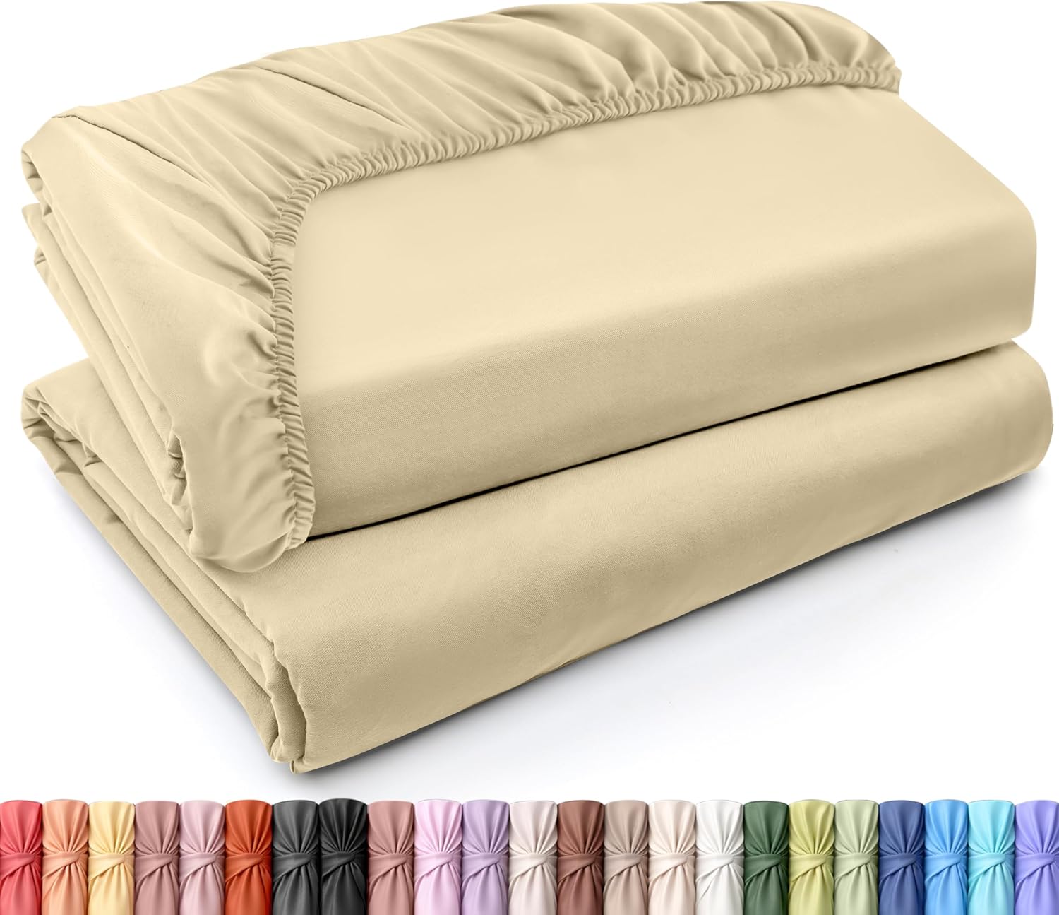 Utopia Bedding Queen Fitted Sheets - Soft Brushed Microfiber with Deep Pockets | Bulk Pack of 2 - Beige