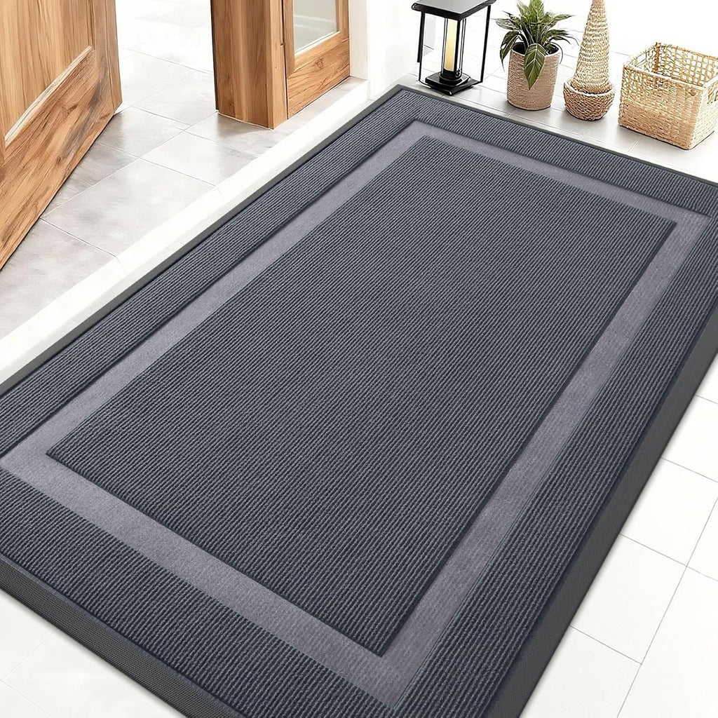 OLANLY Indoor Outdoor Front Door Mat - Waterproof, All-Weather, Easy Clean | 47x30, Light Grey