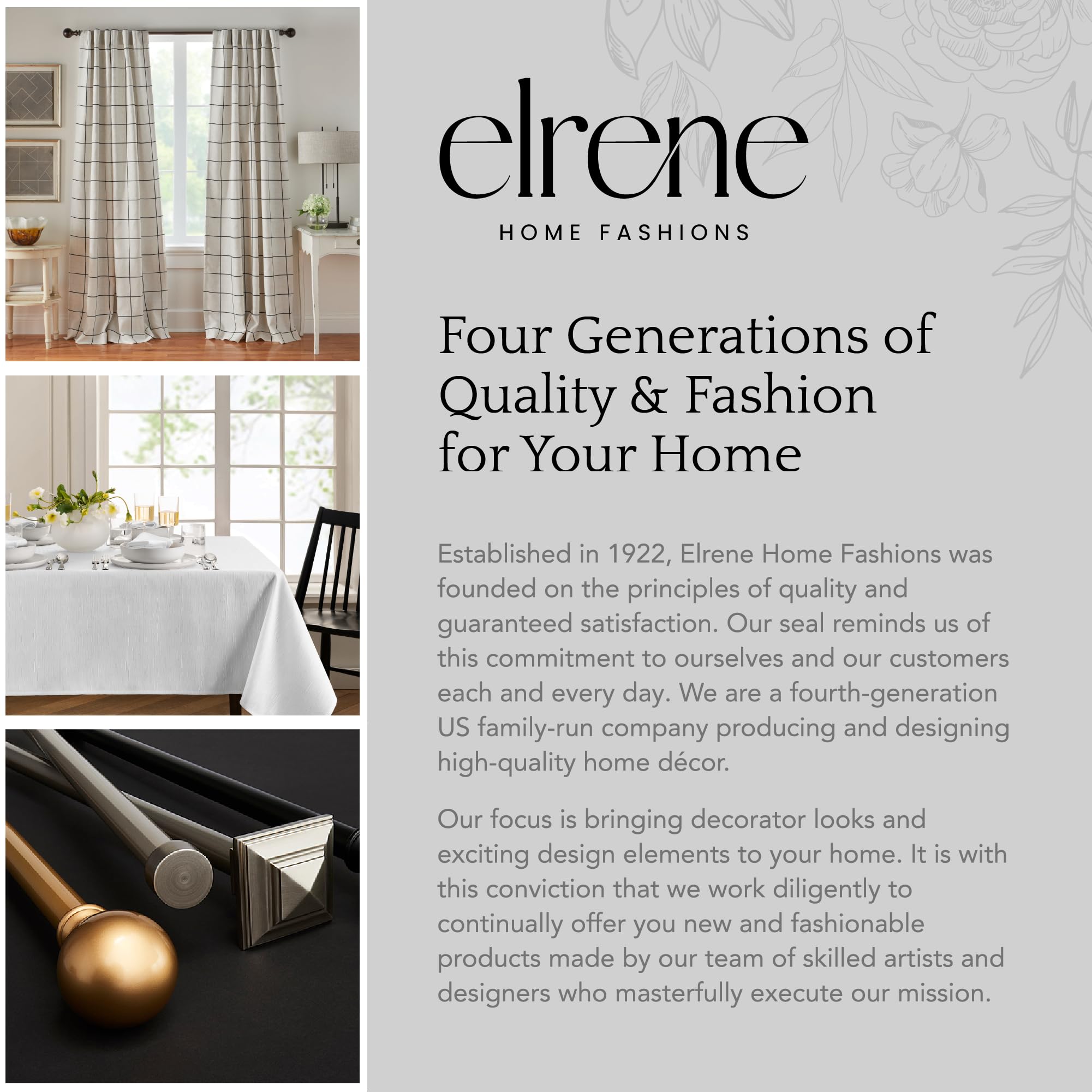 Elrene Home Fashions Poinsettia Plaid Red/Green Holiday Jacquard Cloth Dinner Napkins, Set of 8, 17"x17", Multi