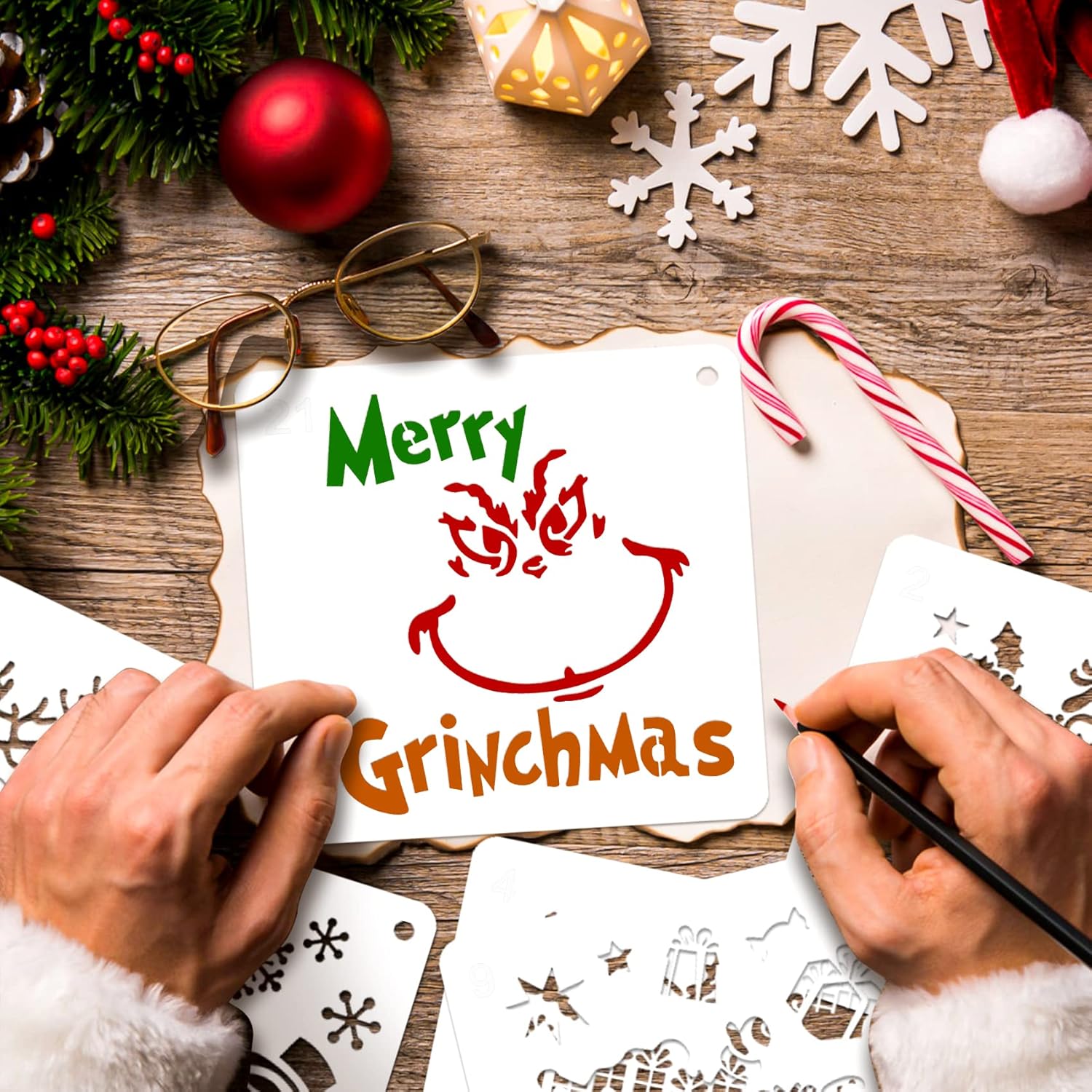 25 Pcs Christmas Stencils by [Brand Name] - Reusable 6x6 Inch Templates for DIY Crafts & Decorations