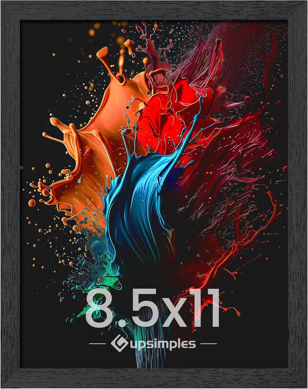Upsimples 8.5x11 Picture Frame - Stylish Black Wall Gallery Frame for Photos | Single Pack