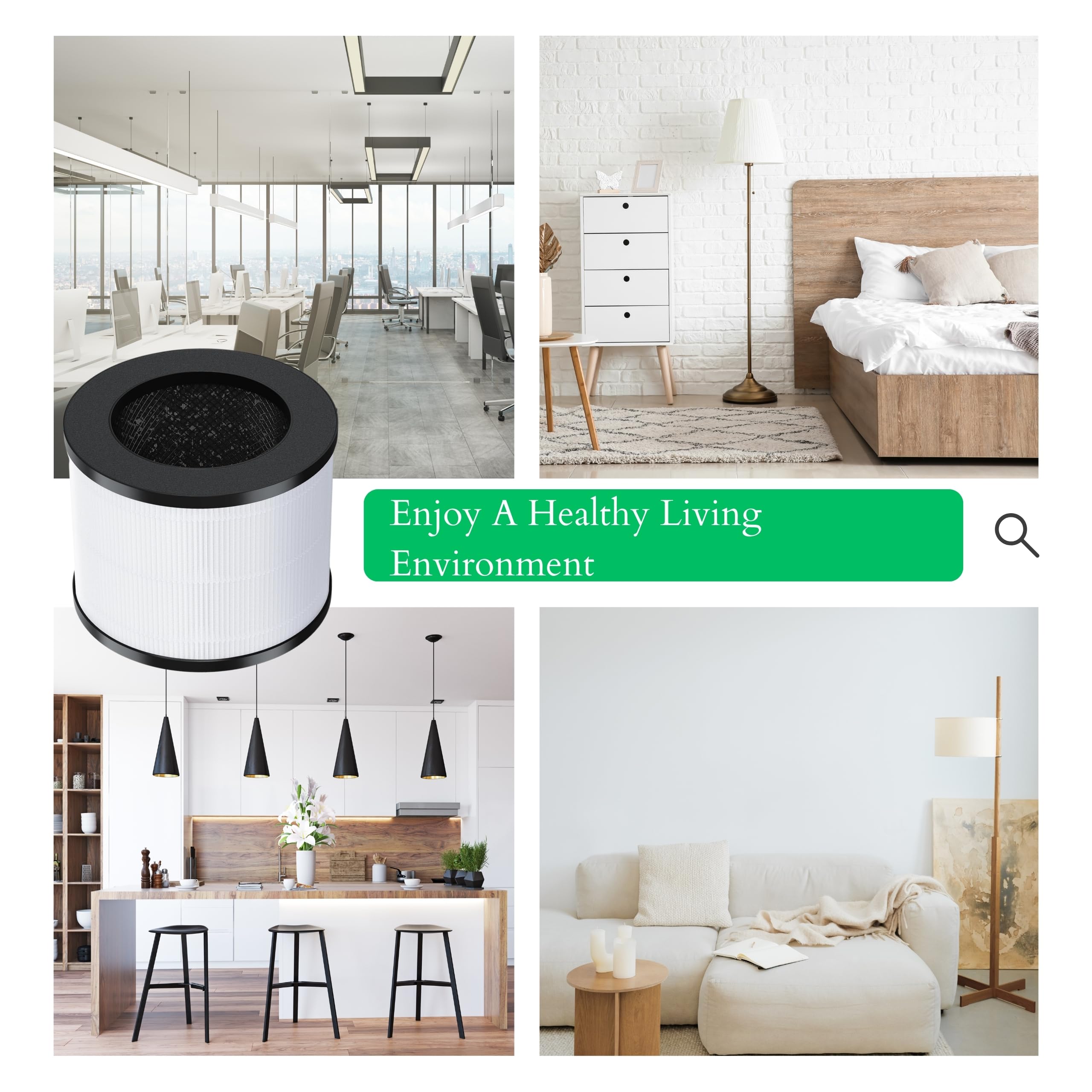 Nispira EPI153 Replacement Filter for MOOKA & KOIOS EPI153 EP1153 EPI-153 EP1-153 Air Purifiers True HEPA Activated Carbon 3-in-1 3 Pack