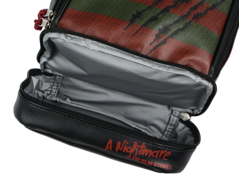 Bioworld Nightmare on Elm Street Lunch Tote Freddy Krueger Slashes Dual Compartment Insulated Lunch Bag Tote For Hot And Cold Food, Drinks, And Snacks 10"