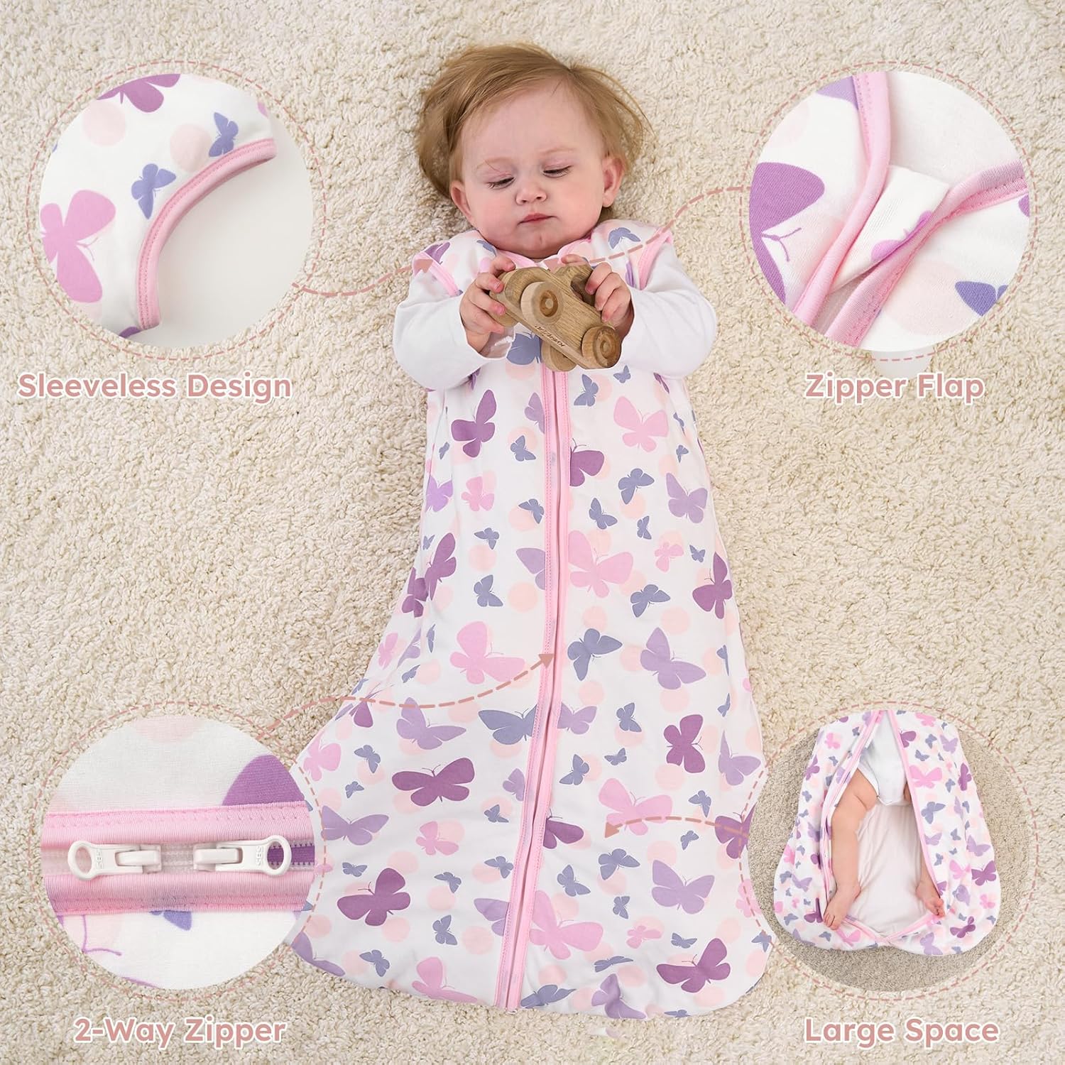 Yoofoss Baby Sleep Sack | 1.5 Tog Wearable Blanket for Infants 0-6 Months | 100% Organic Cotton, Warm & Comfy
