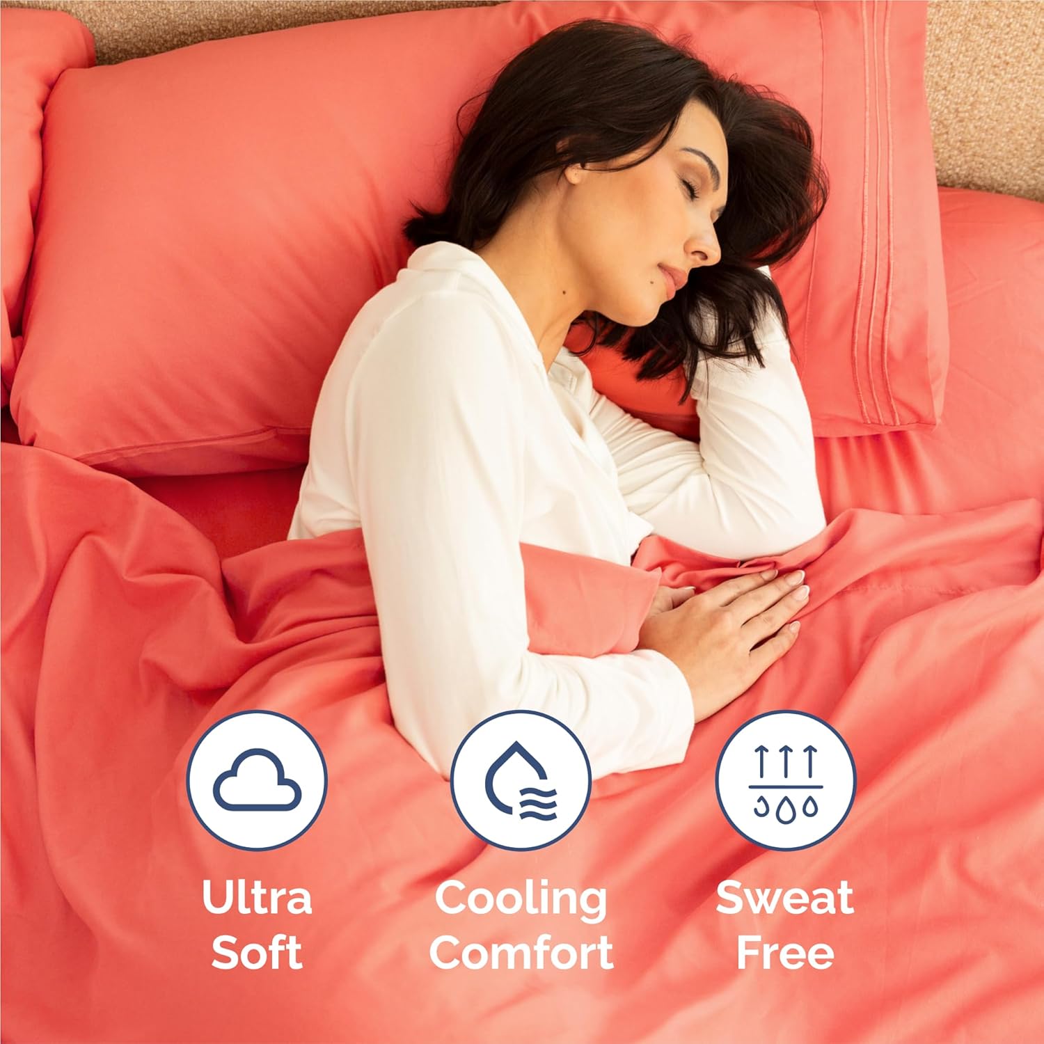 Skiennix Split King Size 5-Piece Sheet Set - Comfy Cooling Bed Sheets - Luxury Coral Bedding for All Ages - Deep Pockets, Soft & Wrinkle-Free