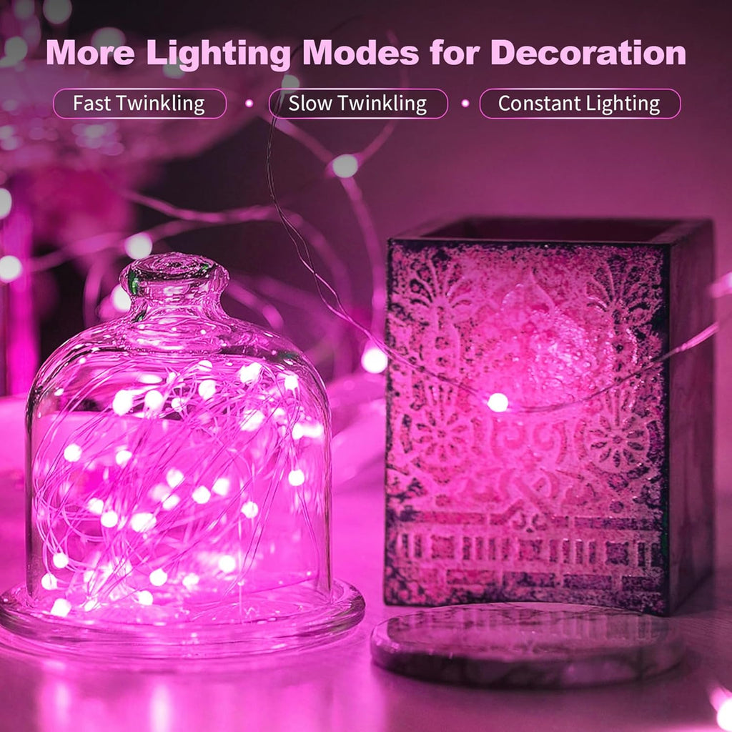 Skiennix 20 Pack LED Fairy Lights - Battery Operated Mini Twinkle String Lights for Weddings & Holidays | Pink