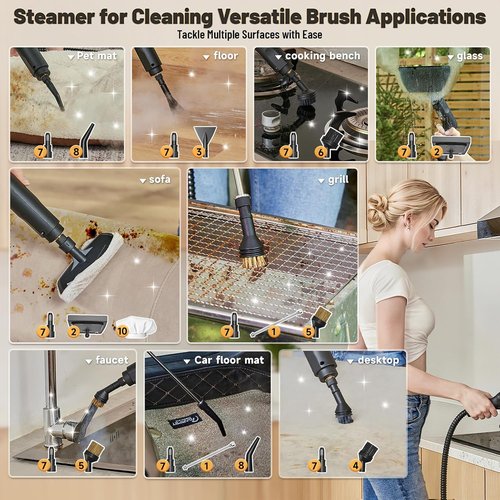 Gautye Steam Cleaner - Portable 15s Heat-Up Steamer with 3 Adjustable Levels & 15 Accessories | 1.69 Quart Tank