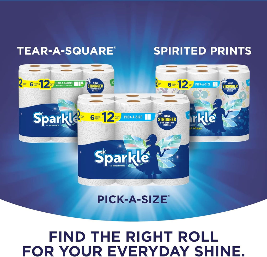 Sparkle Paper Towels - 3 Triple Rolls, Pack of 2 | Convenient Pick-A-Size Design