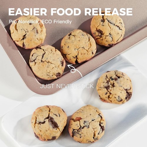 HONGBAKE Nonstick Baking Sheet Set - 3 Pack with Wider Grips | Half, Jelly Roll & Quarter Trays