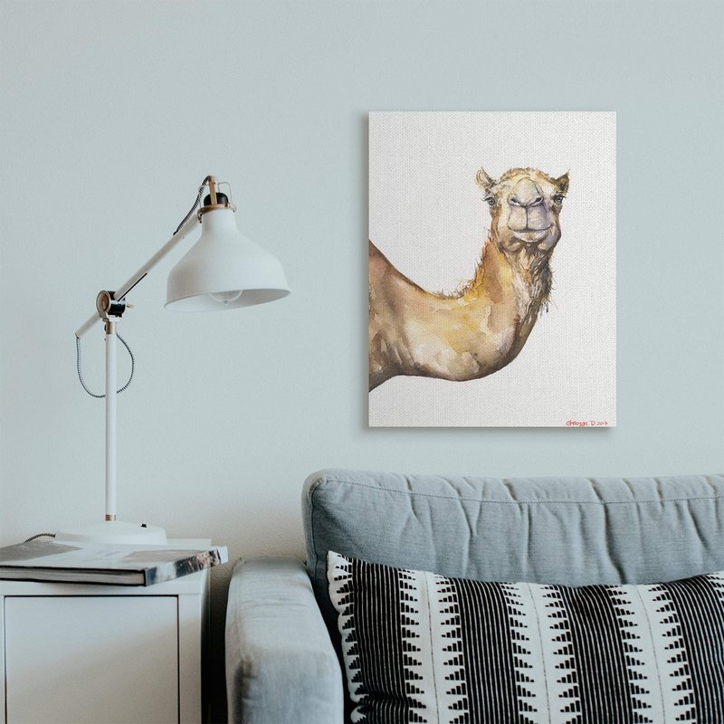 Stupell Industries Camel Side Portrait Desert Animal Tan White