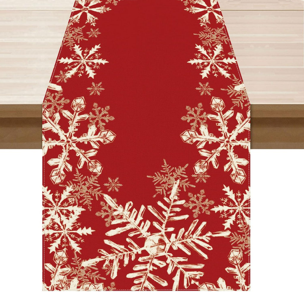 XCHI Red Snowflakes Table Runner - Winter Christmas Home Decor | 13x72 Inch Dining Decoration