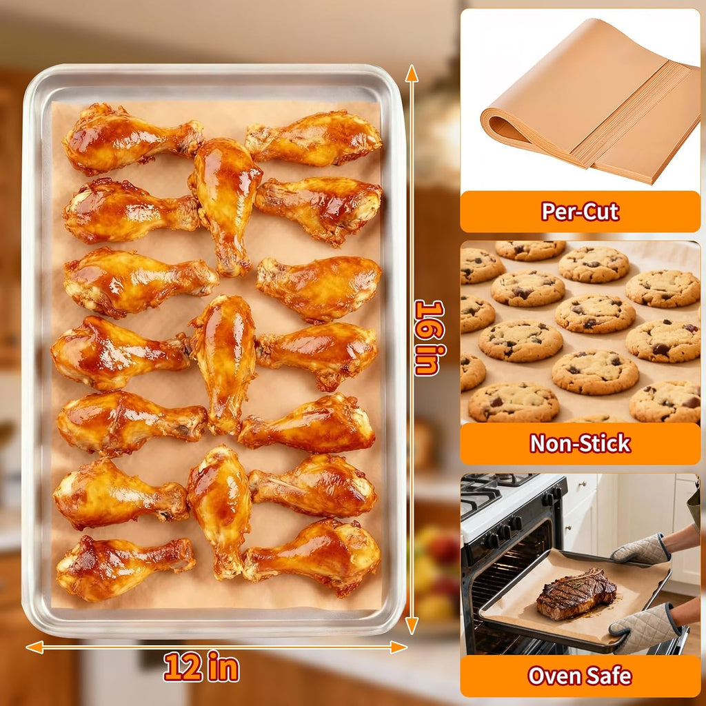 YUANYE Parchment Paper Baking Sheets - 400PCS Unbleached Precut Non-Stick 12"x16" for Oven & Air Fryer
