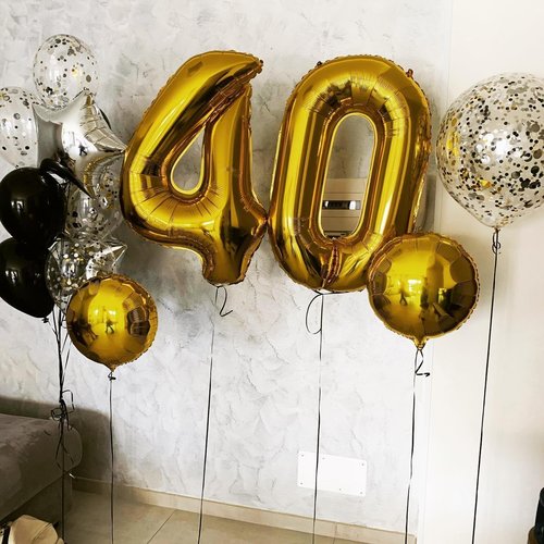 Gold Number 40 Balloon - 40 Inch Golden Birthday Decoration for 40th Celebration | Perfect for Men & Women