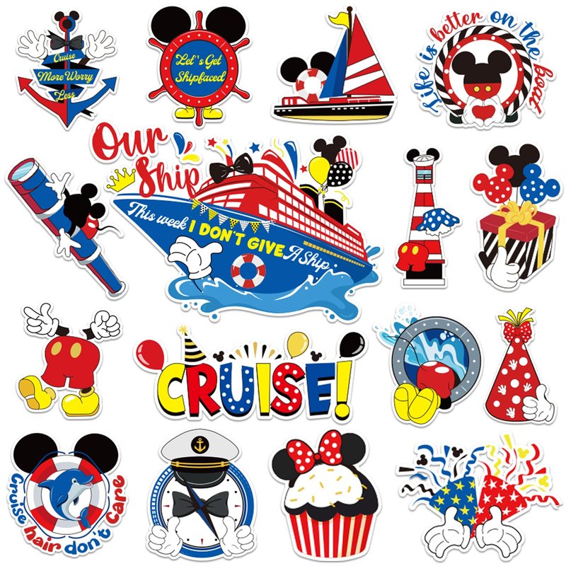 16pcs Reflective Captain & Mouse Cruise Door Decorations - Cute Summer Life Magnetic Stickers & Decals for Cars, Refrigerator, Carnival Cruise Ship, Birthday & Holiday Party