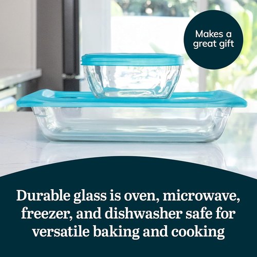 Libbey Baker’s Premium Glass Baking Dish Set - 4 Piece Casserole Dishes with Lids for Potlucks & Leftovers