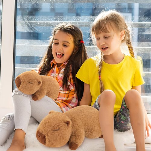 Sprinqdawin Weighted Capybara Plush Stuffed Animals-0.8lb 10”Kawaii Weighted Capybara Plush Toys,Cute Plushies Kids Capybaras Plushies Animal Hugging Plushie Pillow,Birthday Gifts for Kids Adults