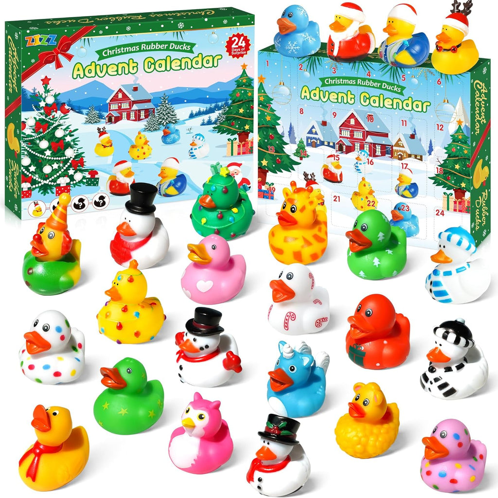ZIZZ Advent Calendar 2025 | Christmas Rubber Duck Countdown - 24 Fun Gifts for Kids 3+