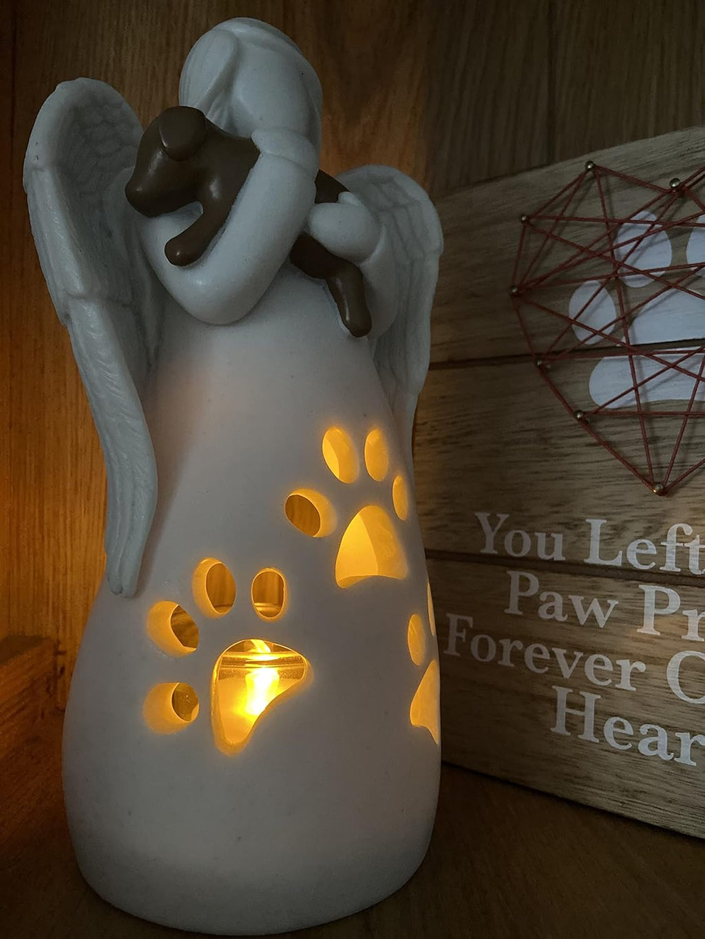 OakiWay Dog Memorial Gifts - Angel Candle Holder Statue with Flickering LED Light | Pet Loss Sympathy Gift