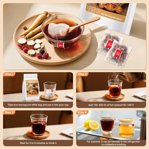 50Pcs Kidney Tea Formula Ginseng Ten Treasure Tea, Traditional Chinese Herbal Tea Bags, Natural Ginseng & Mulberry Herbal Tea, Kidney Cleanse Detox & Repair Tea for Men Women, 10 Precious Ingredients Formula (2 Pack/50 Bags)