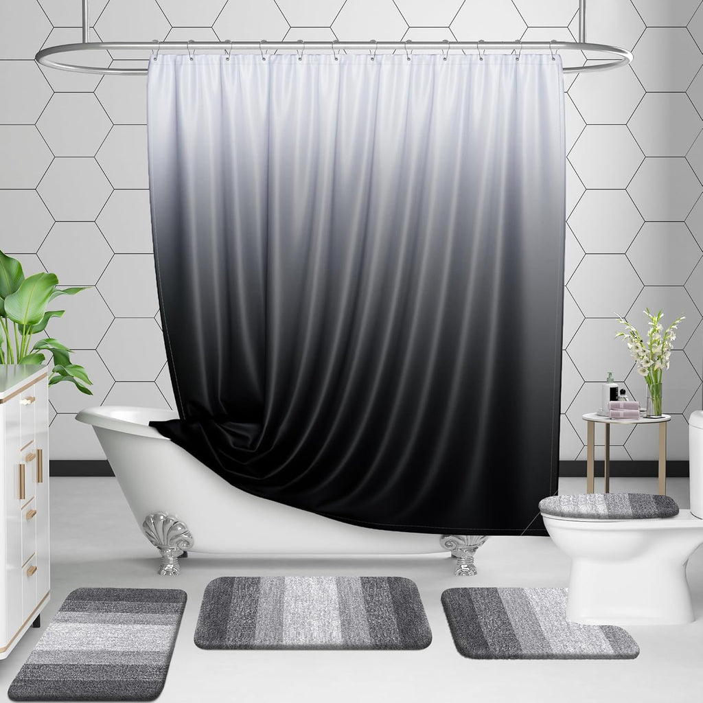 OLANLY 3-Piece Bathroom Rug Set - Soft Absorbent Microfiber Mats & U-Shaped Contour Rug | Plush Grey (30"x20"+24"x16"+24"x20")