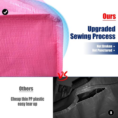 Cosy Family Extra Large Moving Bags - 8 Pack with Backpack Straps, Strong Handles & Zippers (40 Gal, Pink)