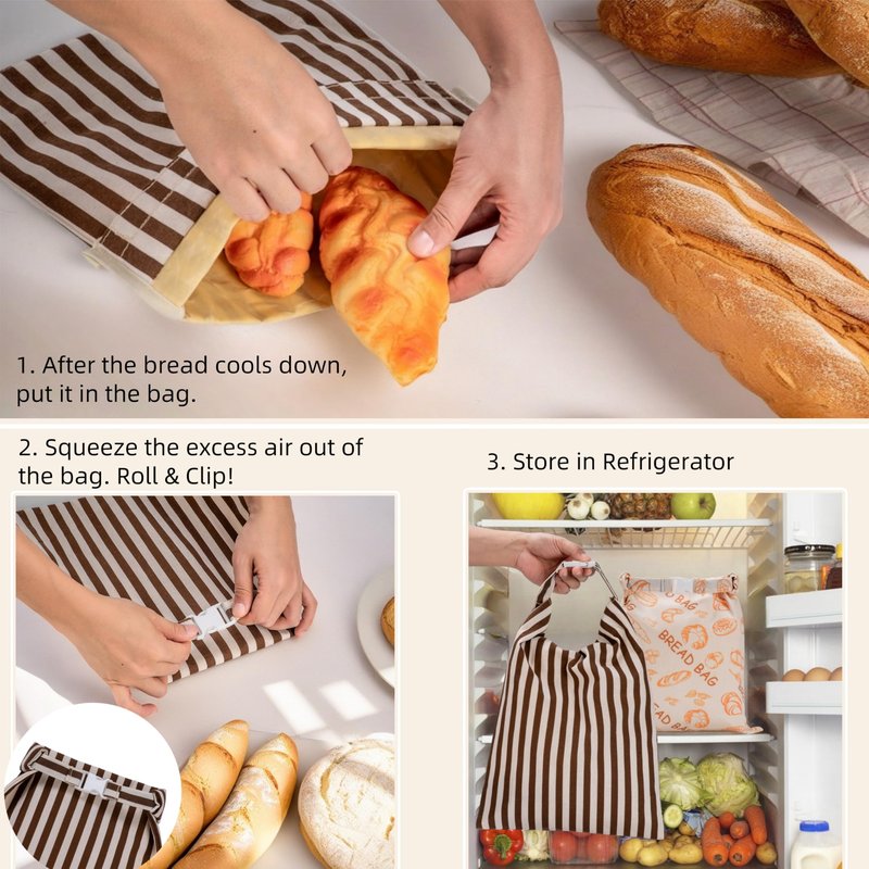 GDDAY Beeswax Bread Bags for Sourdough - Extra Large 17"×12.5", 2 Pack Reusable Organic Cotton Linen Bread Storage Bag, Keeps Bread Fresh Naturally, Eco-Friendly Homemade Bread Bag