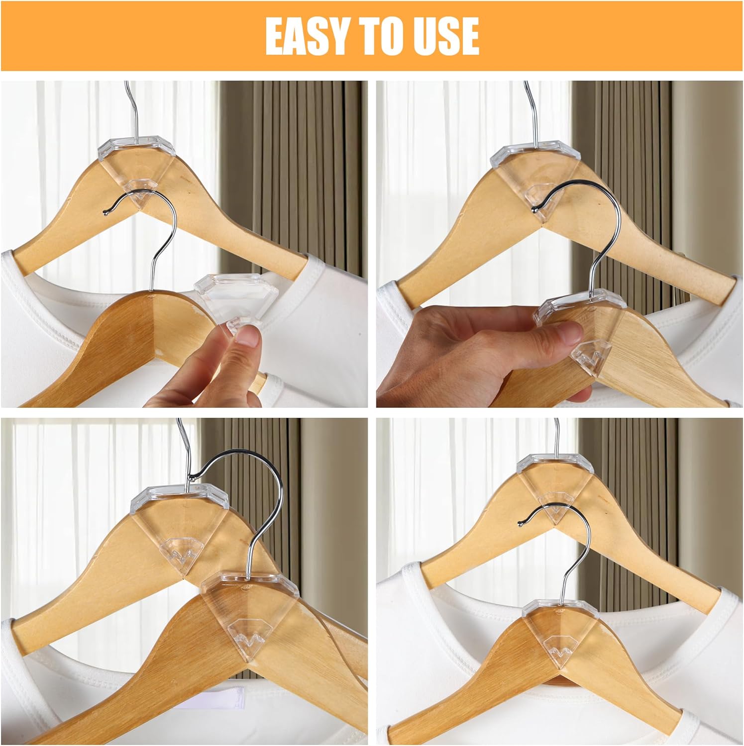 SLMT Space Saving Hanger Hooks - 30 Pack Clear Clothes Connector Hooks for Closet Organization