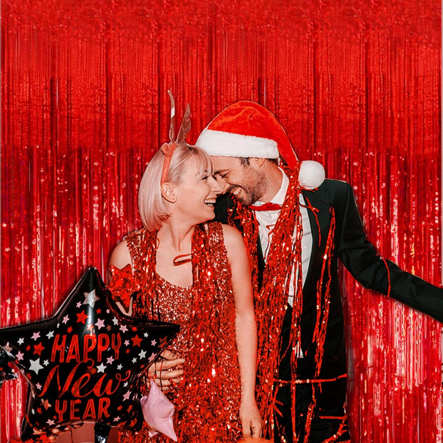 Regine Switzerland 20 Pack Red Streamers - Festive Foil Fringe Backdrop for Parties & Celebrations