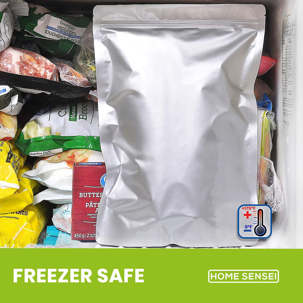 10pcs 5 Gallon Mylar Bags for Food Storage - 10 Mil Thick - Extra large bags 5 Gallon with Oxygen Absorbers 2500cc - Zipper Resealable Milar Bags - Bolsas Mylar 5 Galones