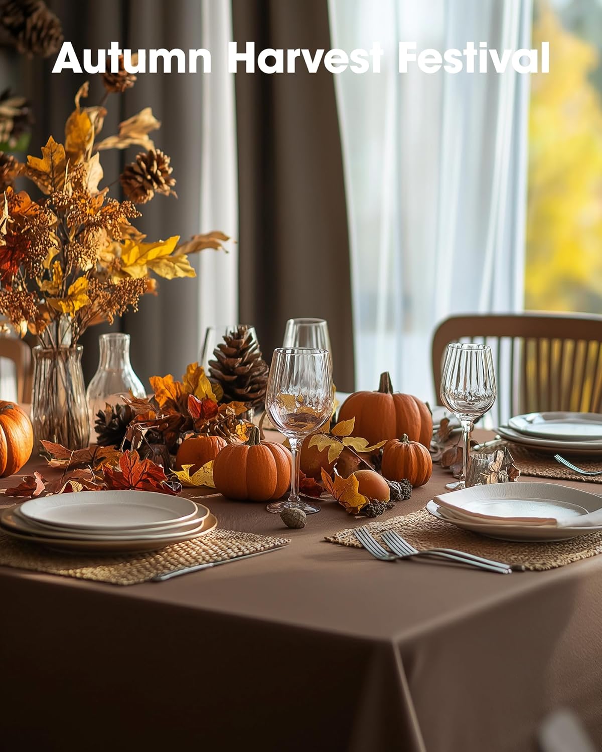 Pureegg Disposable Plastic Tablecloths - 10 Pack, 54 x 108 Inch, Sturdy & Leakproof, Brown for Parties & Thanksgiving