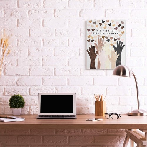 Stupell Industries We Rise by Lifting Others Quote Hands Hearts, Design by Erica Billups Canvas Wall Art, 24 x 30, White