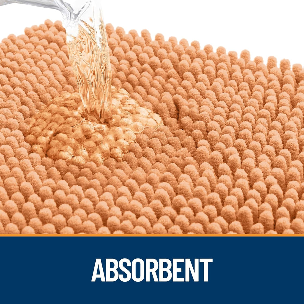 OLANLY Dog Door Mat - Absorbent Non-Slip Washable Chenille Mat for Muddy Paws | 59x24, Orange