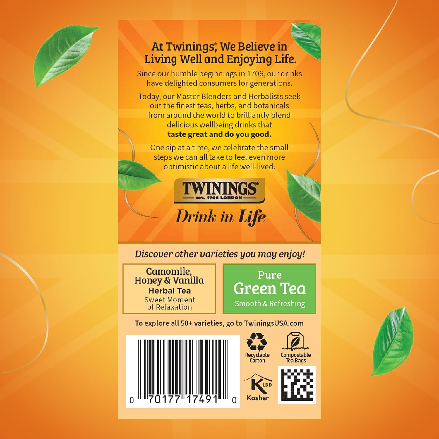 Twinings Herbal Tea - Peppermint & Creamy Vanilla, Caffeine-Free, 20 Individually Wrapped Bags (Pack of 2)